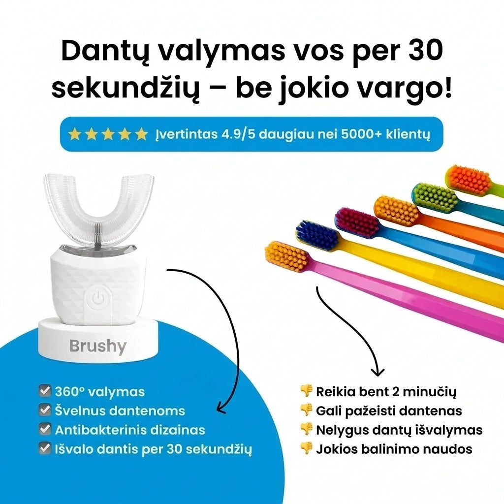 Brushy - elektrinis dantų šepetėlis